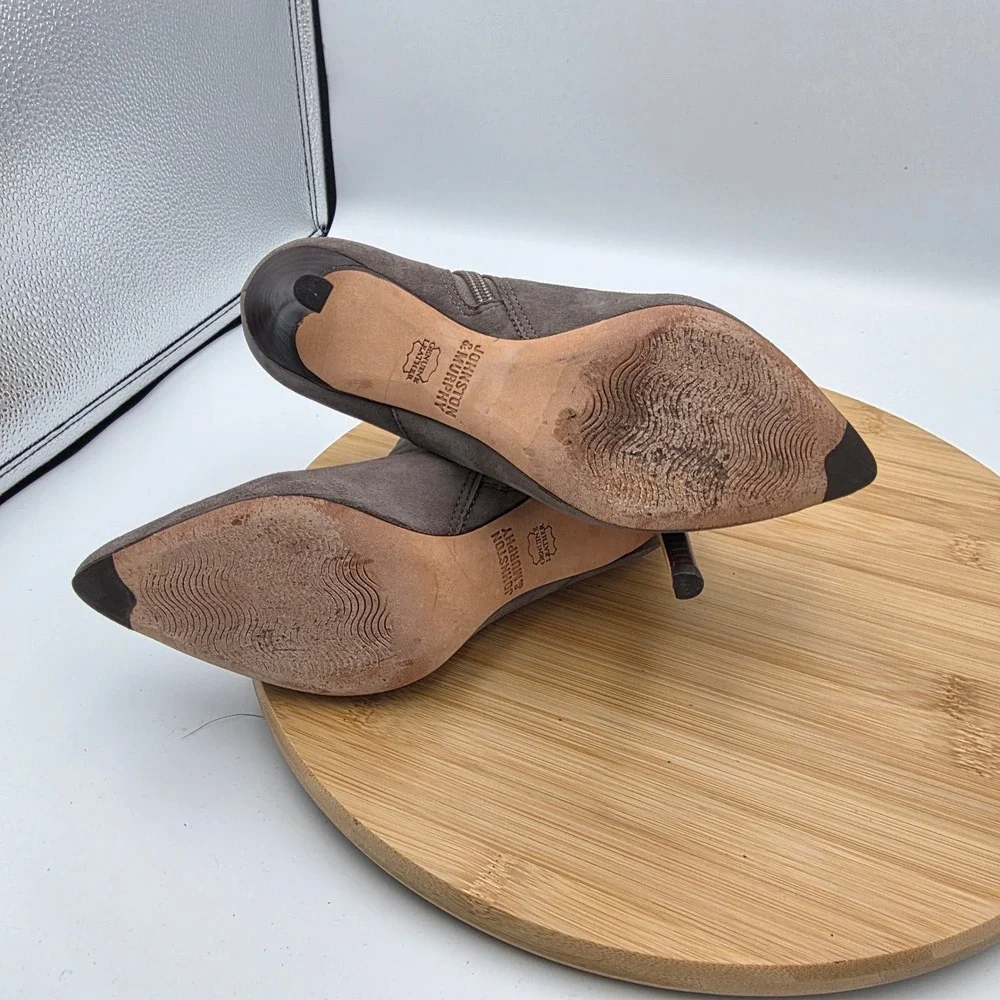 Johnston & Murphy Womens Grey Suede Pointed Toe Stiletto Ankle Booties Size 6M‎